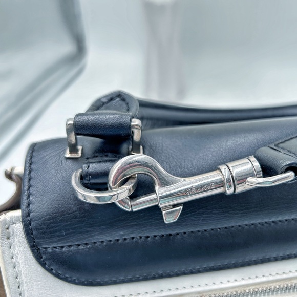 Authentic CELINE Tricolor Trapeze in IvoryBlack/Brown Calfskin Leather And Suede - Picture 5 of 14